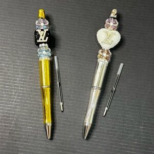 NWOT Hand Crafted Set of 2 Louis Vuitton Inspired Beadable Pens